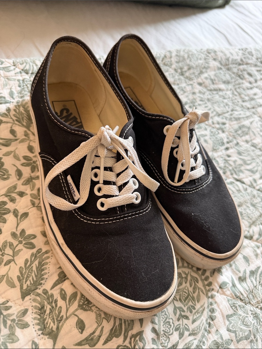 Vans Black Canvas Low-Top Sneakers with White Laces